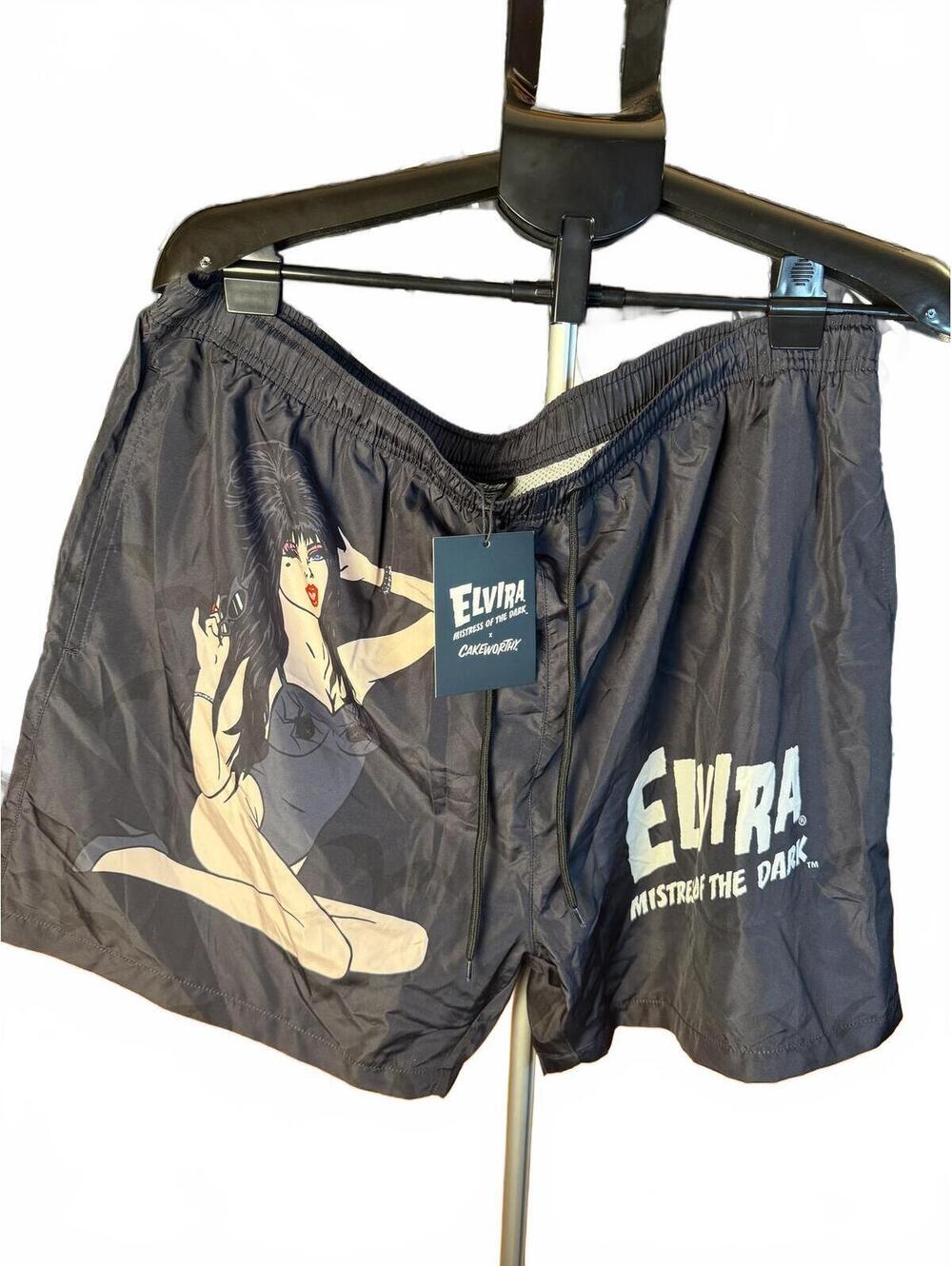 New NWT Elvira mistress of The Dark Swimming Trunks board shorts goth 2XL XXL